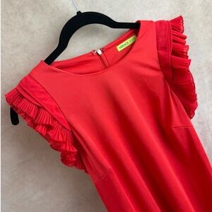 Versace Jeans Red Ruffle Sleeve Top Size XS